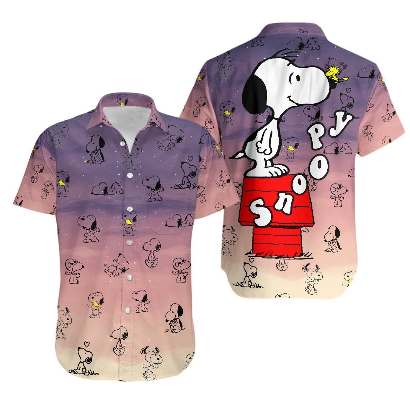 Snoopy Dog Ombre Starry Sky All Over Print Hawaii Shirt Ha49631