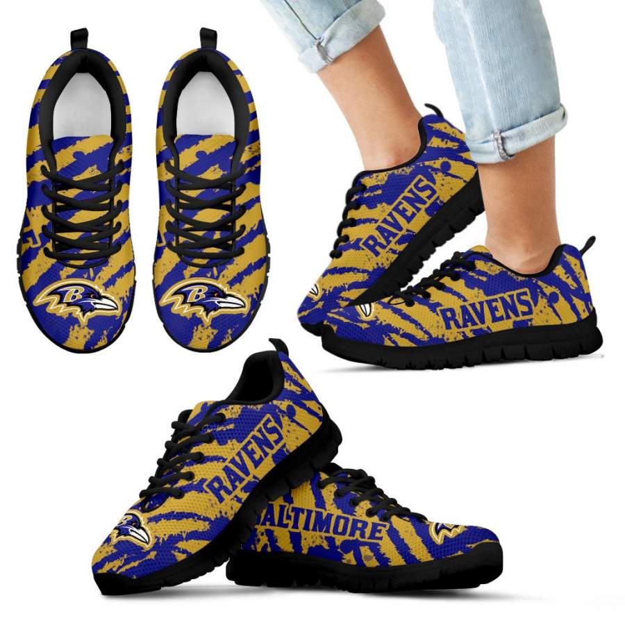 Stripes Pattern Print Baltimore Ravens Sneakers V3