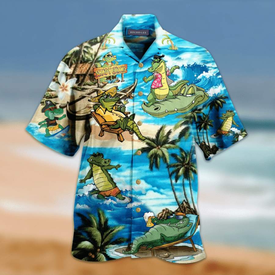 Amazing Crocodile Alligator Unisex Hawaii Aloha Shirts Ha16251