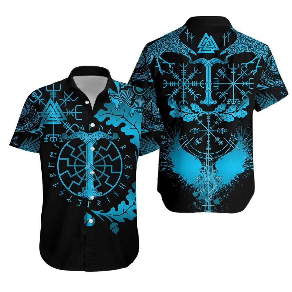 Viking Oak Leaf Valknut Vegvisir With Irminsul Hawaii Shirt Unisex Adult Ha75266