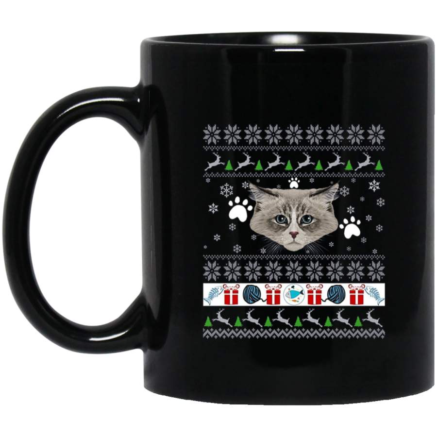 Ugly Christmas Sweater Cute Siberian Mugs Cat Lovers Xmas 11 oz 15 oz Black Mug