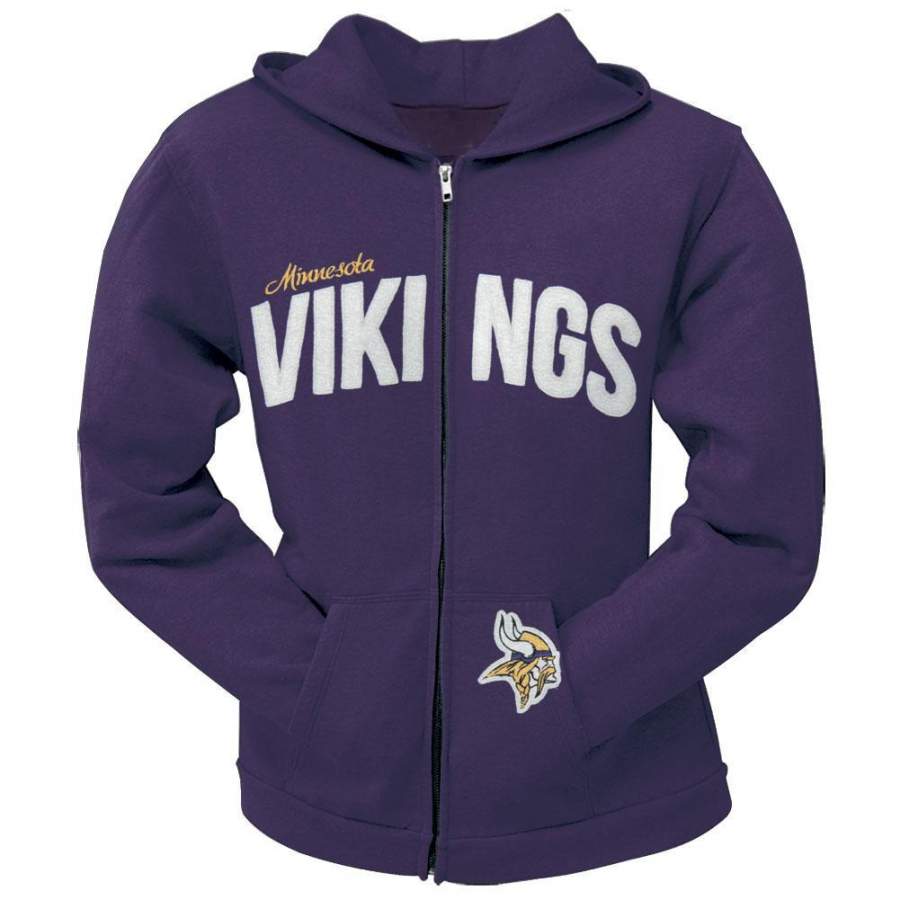 Minnesota Vikings – Pep Rally Premium Juniors Full Zip Hoodie