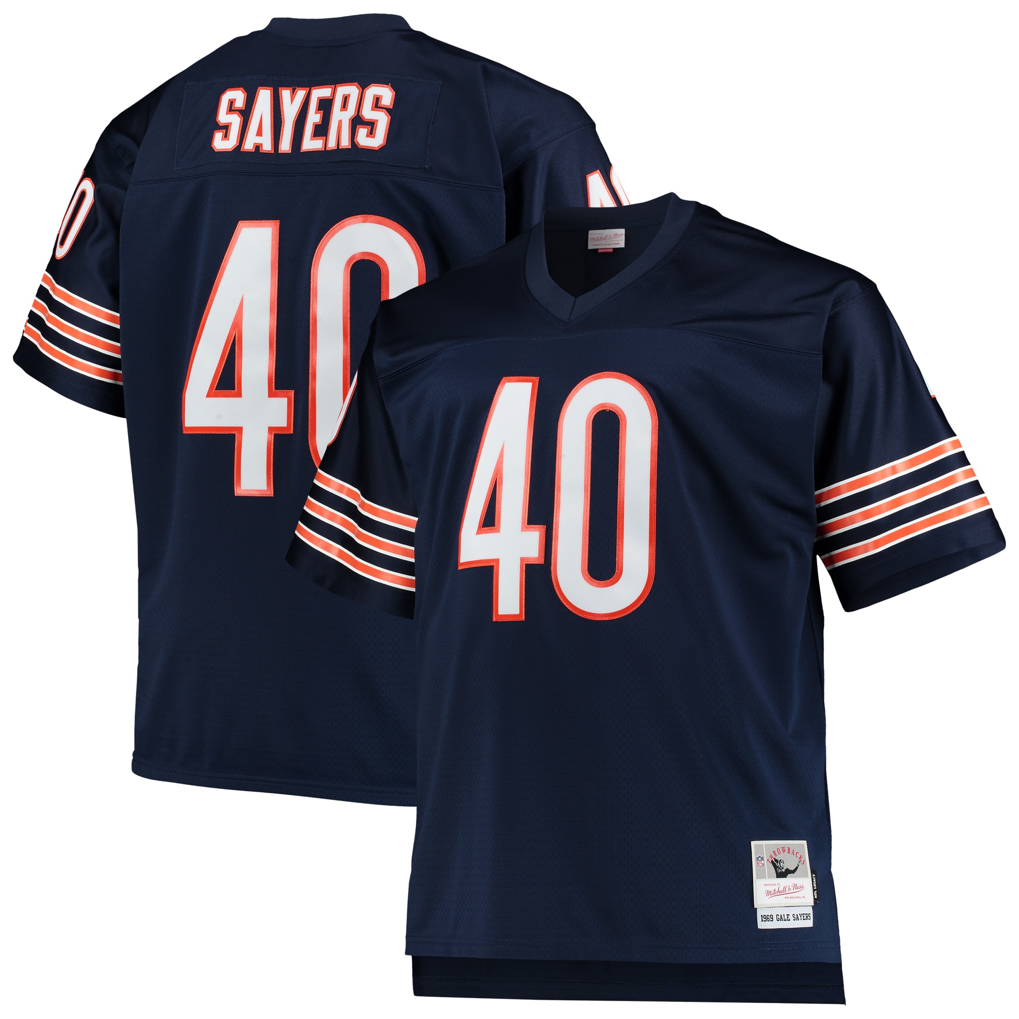 Men’s Chicago Bears Gale Sayers Mitchell & Ness Navy Big & Tall 1969 Retired Player Jersey