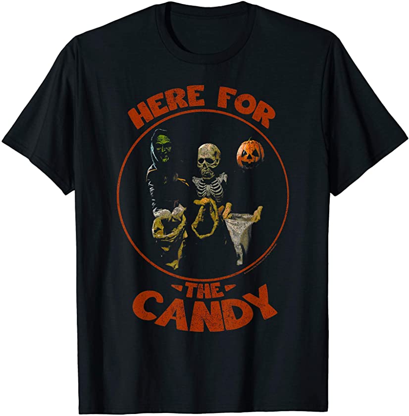 3 Silver Shamrock Masks Here For The Candy T-Shirt