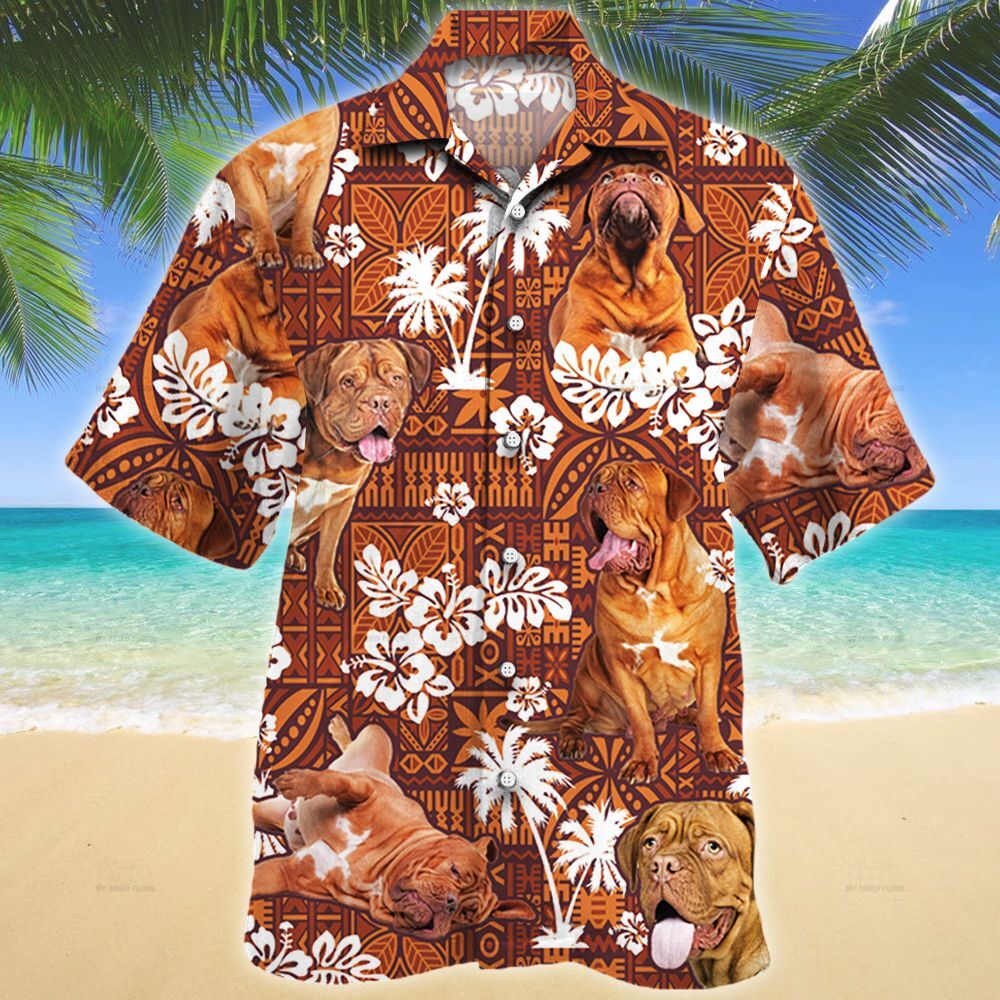 Dogue De Bordeaux Dog Red Tribal Pattern Hawaiian Shirt Ha102965