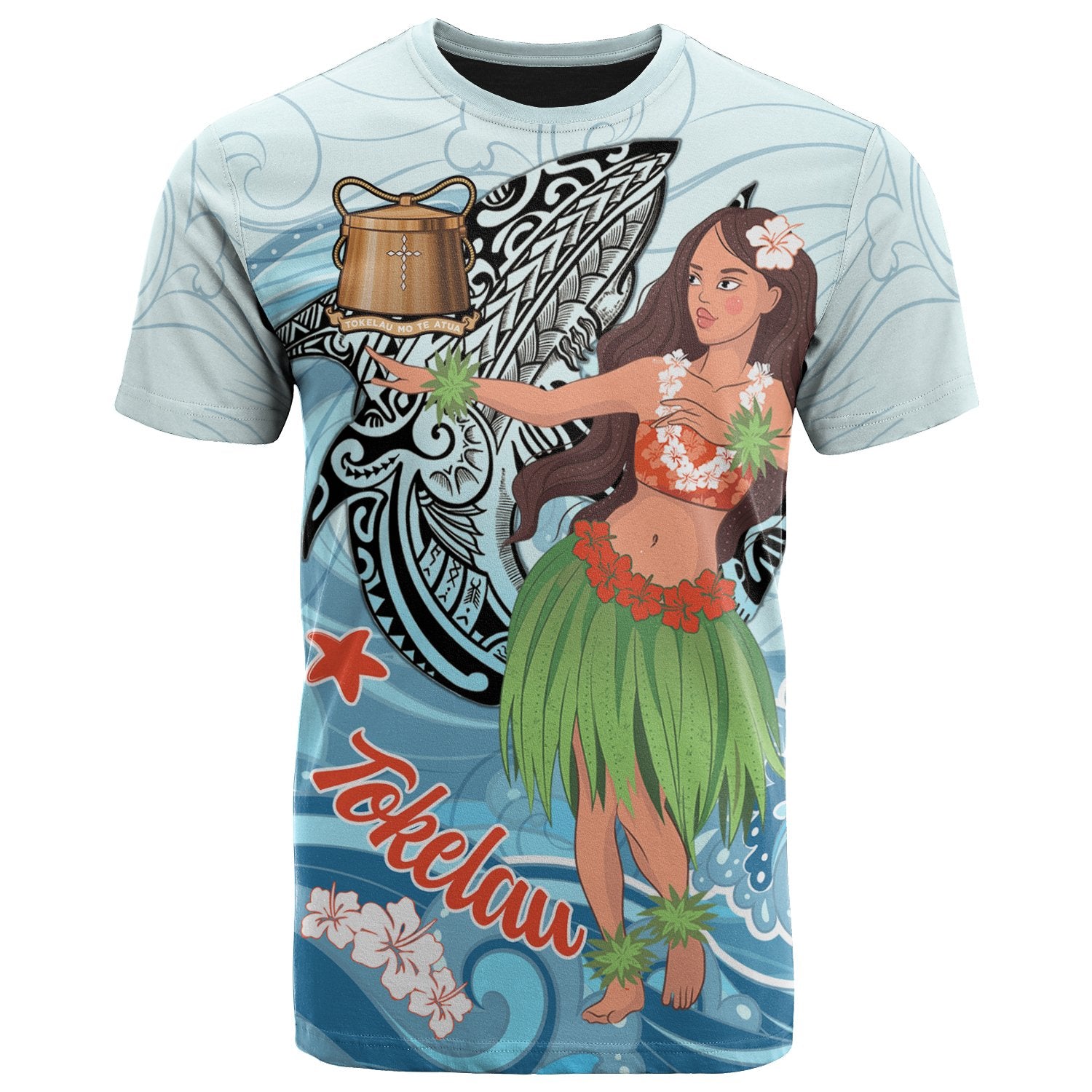 Tokelau T-Shirt – Polynesian Girls With Shark