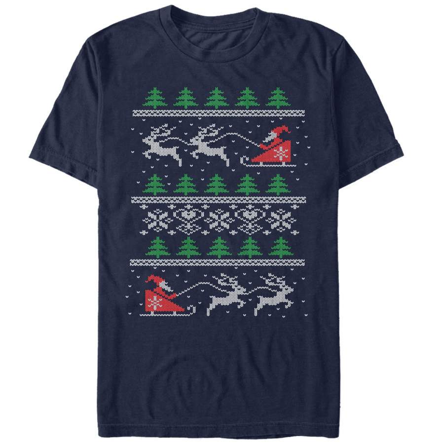 Lost Gods Men’s Ugly Christmas Santa’s Sled  T Shirt