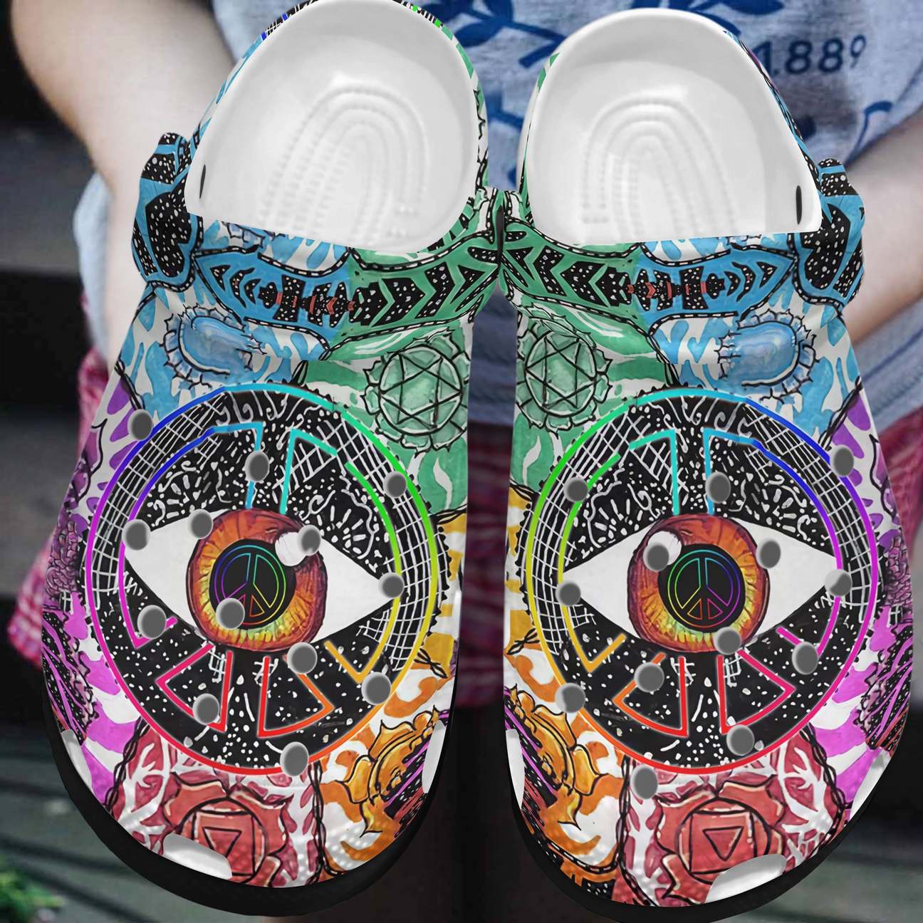 Hippie Personalized Clog, Custom Name, Text, Color, Number Fashion Style For Women, Men, Kid, Print 3D Hippie Eyes