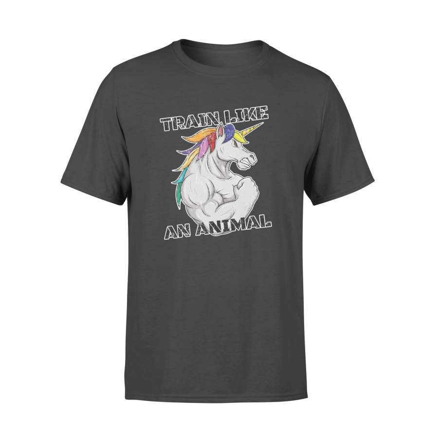 Vintage Train Like An Animal Unicorn Weightlifting Fitness – Standard T-shirt