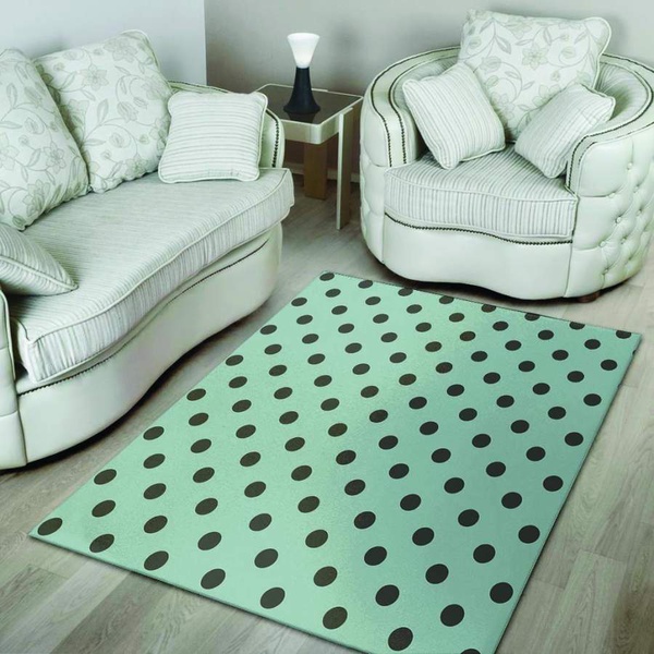 Aqua And Black Polka Dot Area Rug