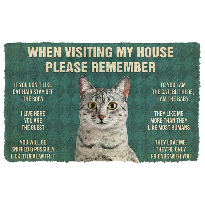 Waybackapparel Please Remember Egyptian Mau Cats House Rules Custom 3D Doormat