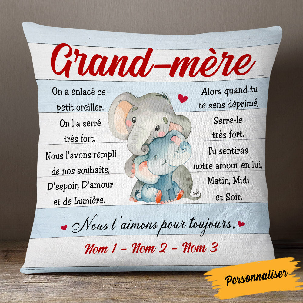 Personalized French Maman Grand-mère Elephant Mom Grandma Pillow AP149 65O53 (Insert Included)