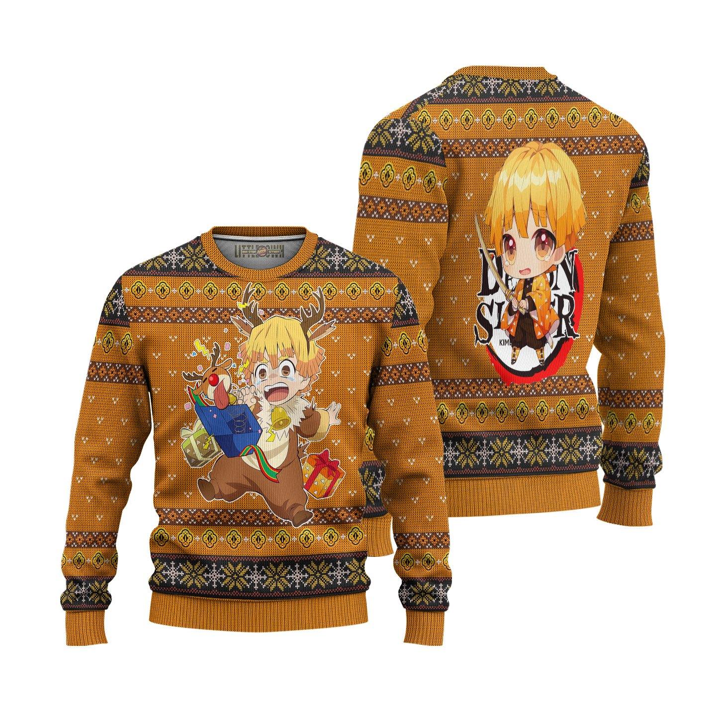 Zenitsu Demon Slayer Anime Ugly Christmas Sweater Xmas Gift