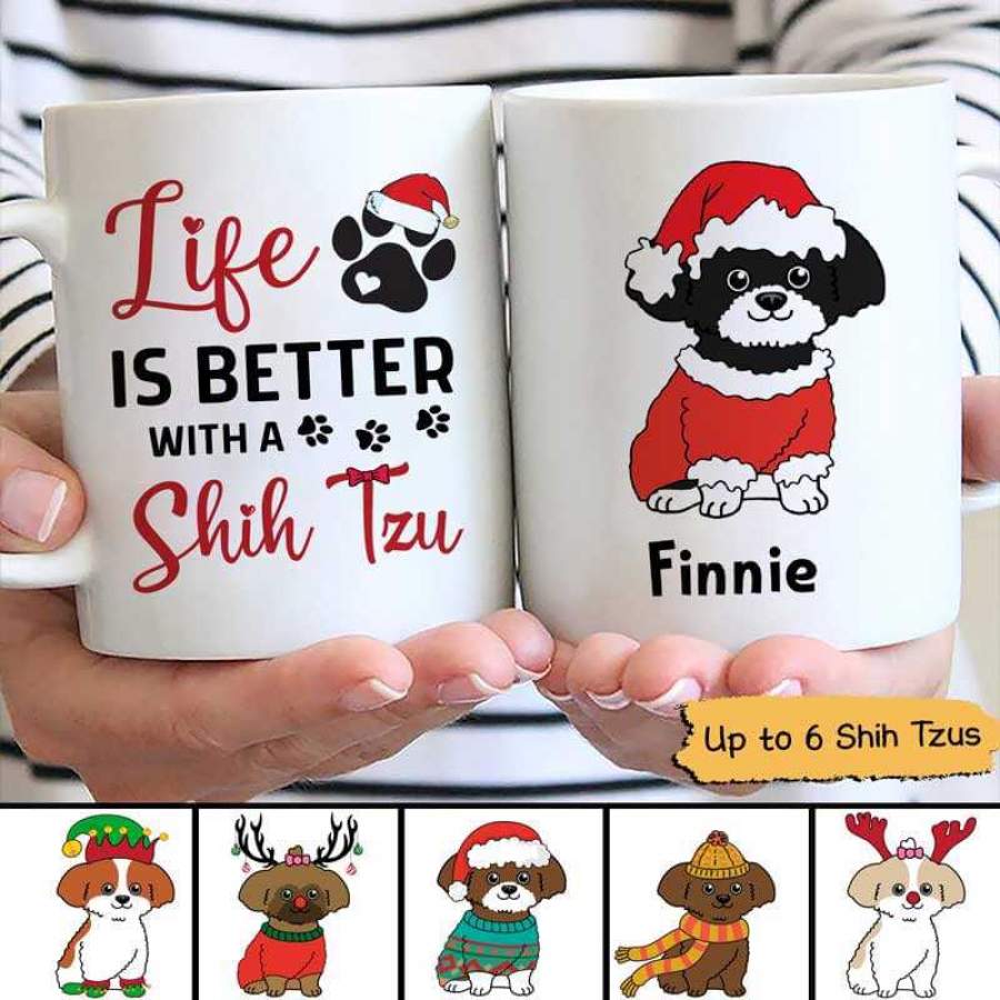 Life Is Better Shih Tzu Christmas Personalized Mug