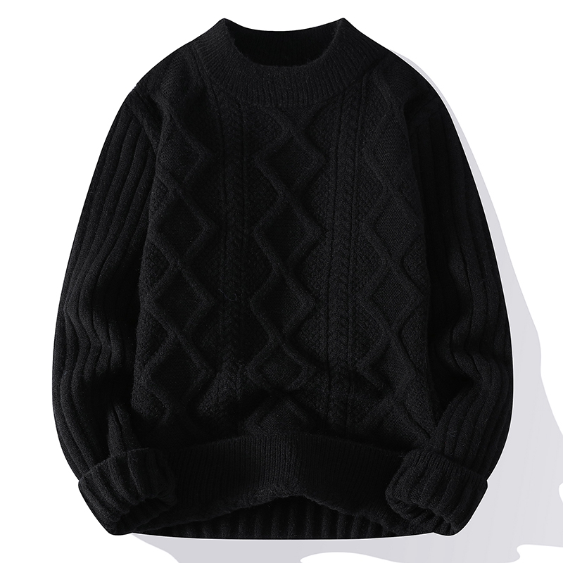 2022 Winter Thicken Warm Sweater Men Pullovers Harajuku O-Neck Knitted Sweater Casual Solid Color Slim Sweaters Men Knitwear alx