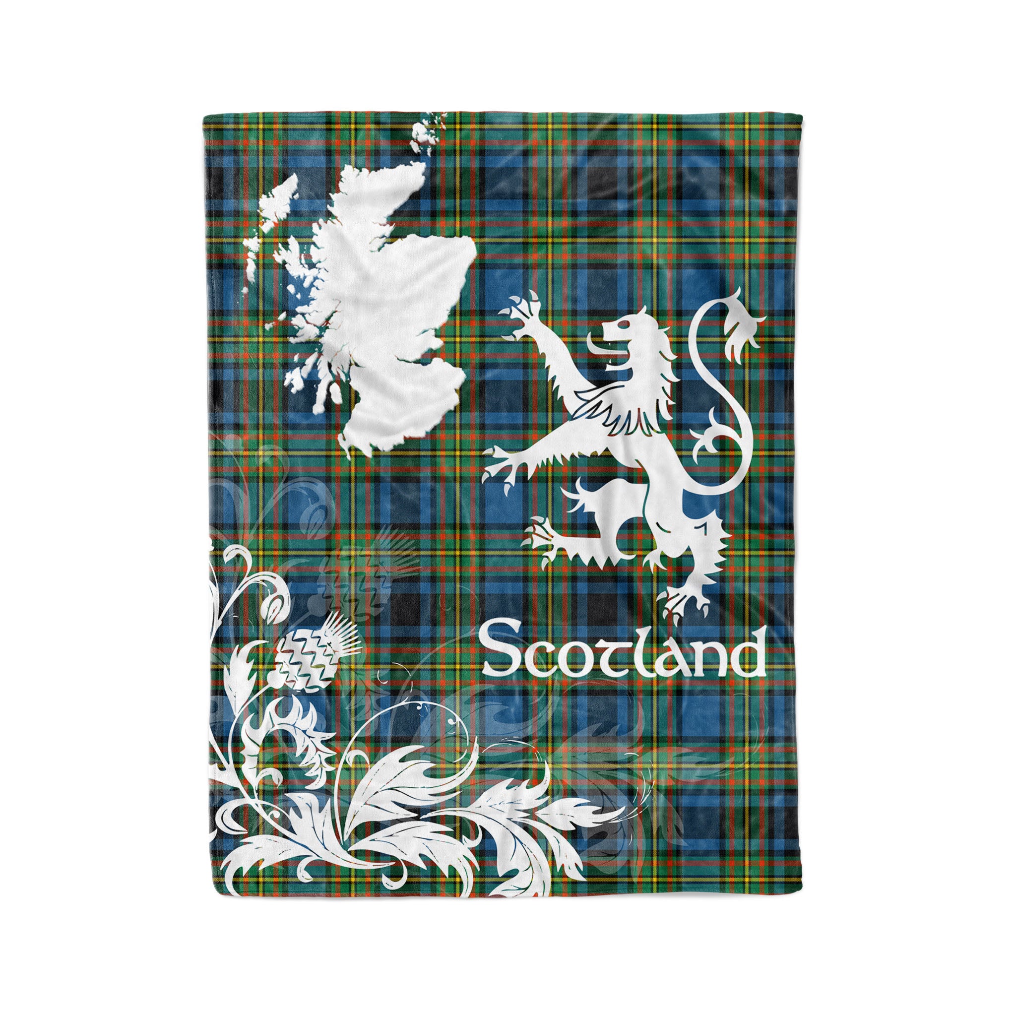 Tartan Plaid Fleece Blanket Tartan Blanket Thistle And Lion Scottish Clan Gillies Plaid Blanket