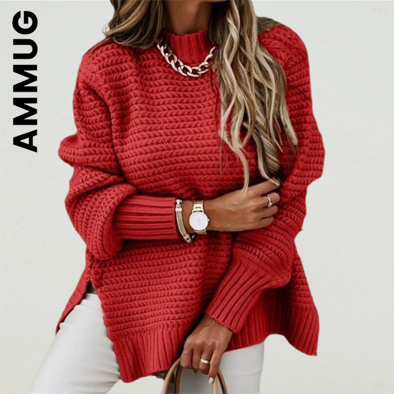 Ammug New Women Sweater Knitted Soft Pullovers Top Women O-neck Slim Korean Sweaters Ladies Loose Vintage Female Tops alx