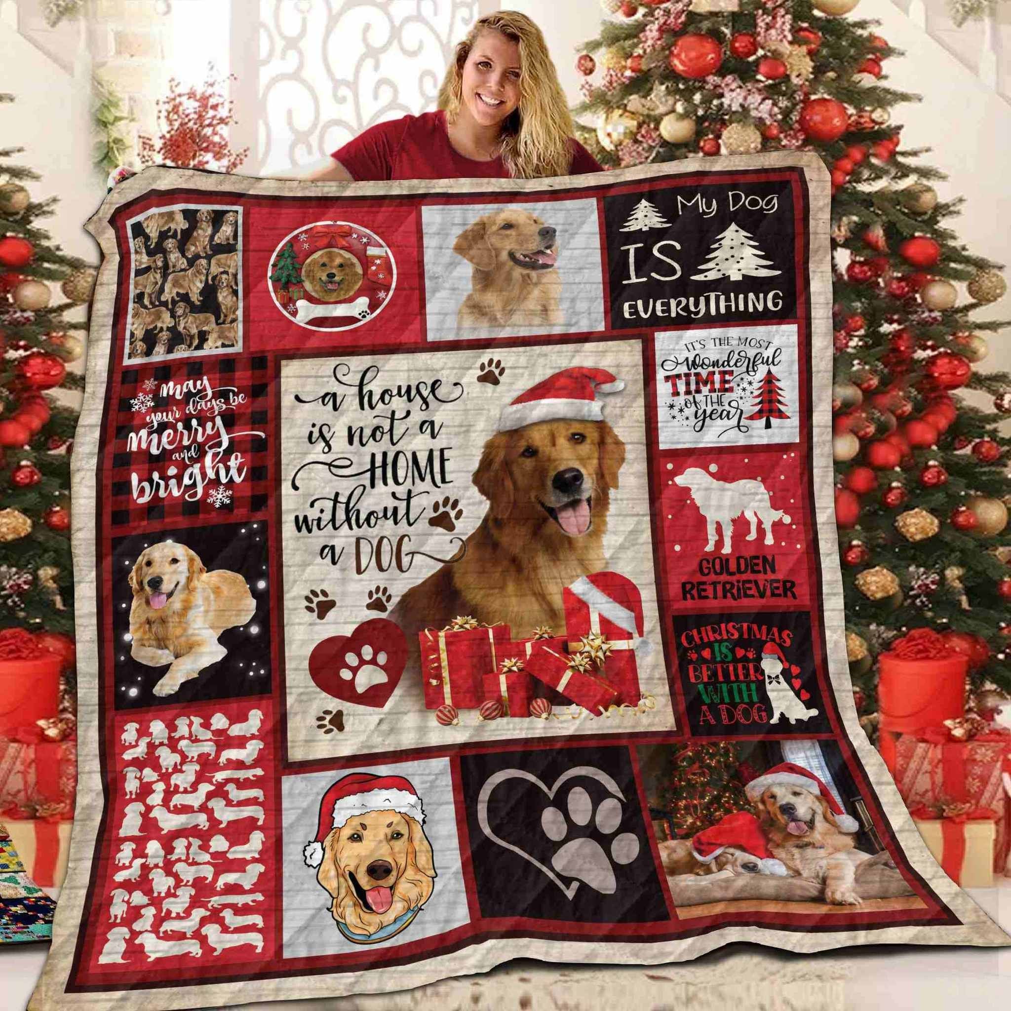 Golden Retriever 01 Golden Retriever 0412 Quilt Blanket Christmas Christmas Gifts Merry Christmas Holiday Gifts Gift Dhc03011803Dd