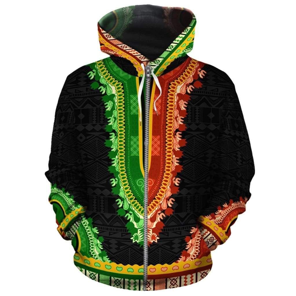 Forbescloth Hoodie – Printed Dashiki Half 3 Zip Hoodie J5