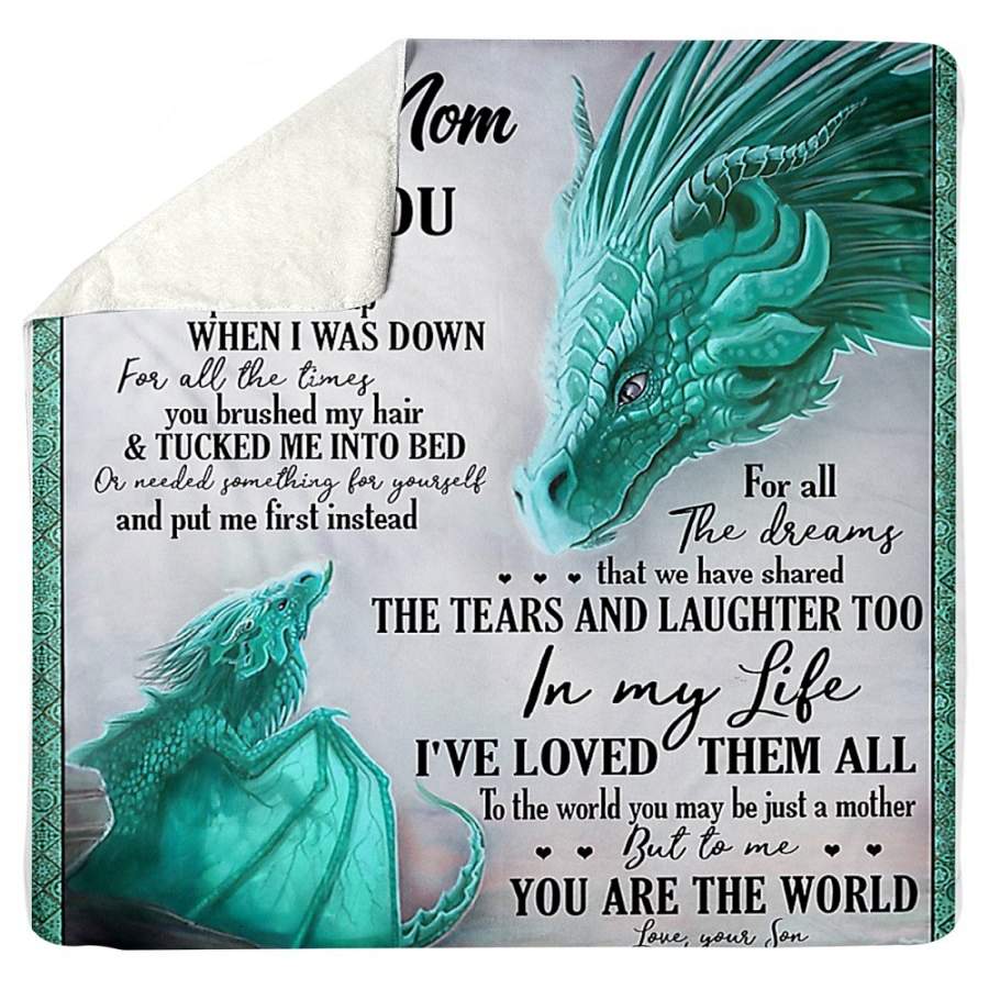 Dragon Message To My Loving Mom Sherpa Blanket