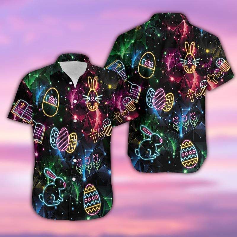 Discover Cool Hawaii Aloha Shirts Happ Easter Day Neon Bunny Ha15597