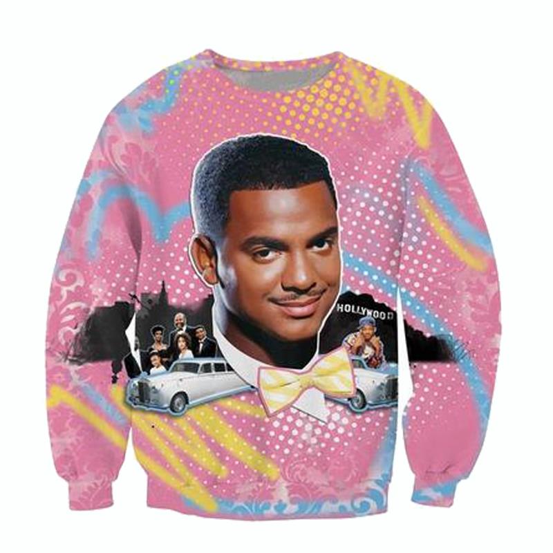 Causal Sweatshirt Fresh Prince Christmas Crewneck Jumper Carlton Prince/Will Smith With Christmas Hat Outerwear Women Men Tops alx