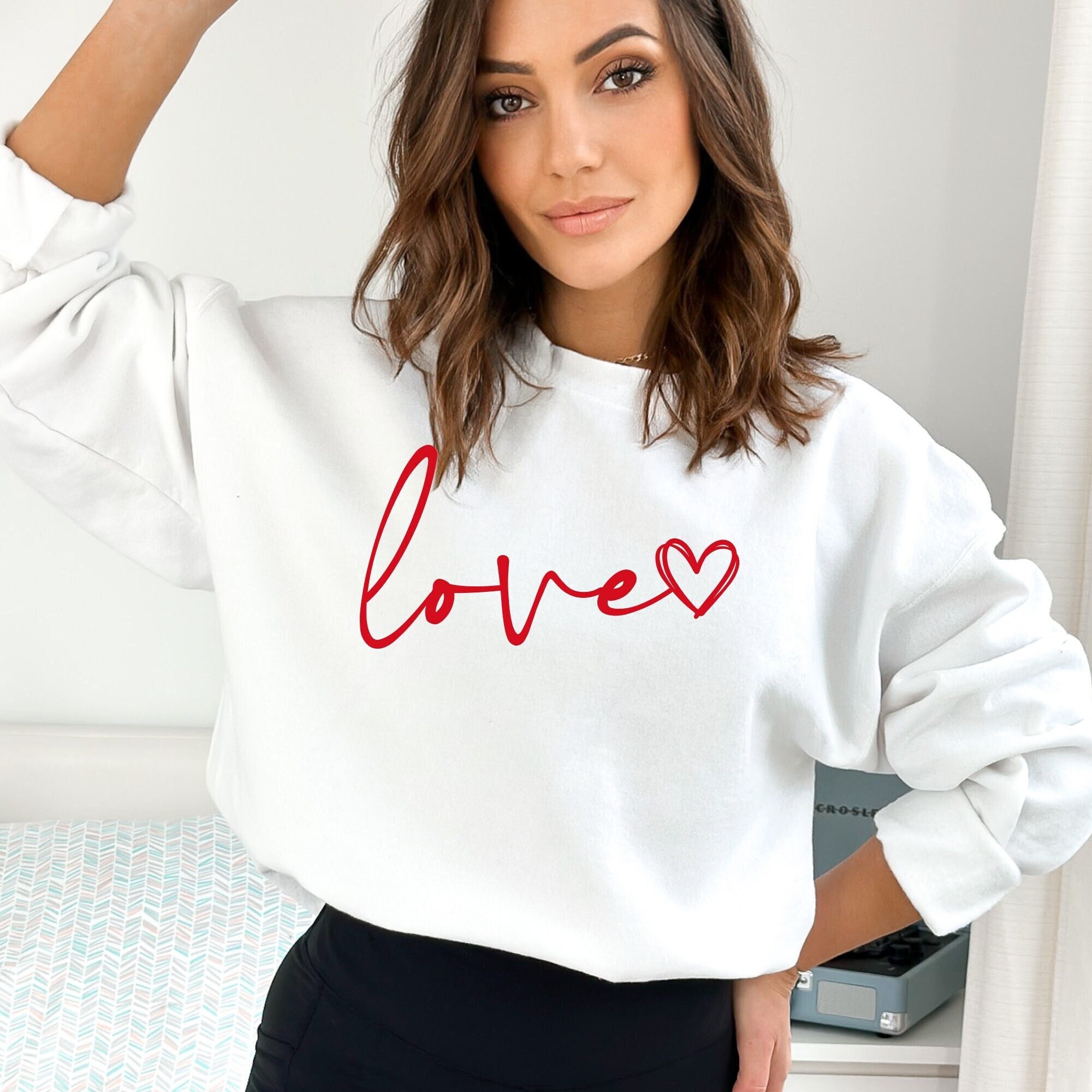 Cute Love Sweatshirt, Heart Sweatshirt, Valentine’s Gift for Her, Valentines Day, Cute Sweatshirt, Valentine’s Day Gift,  Ink and Quotes