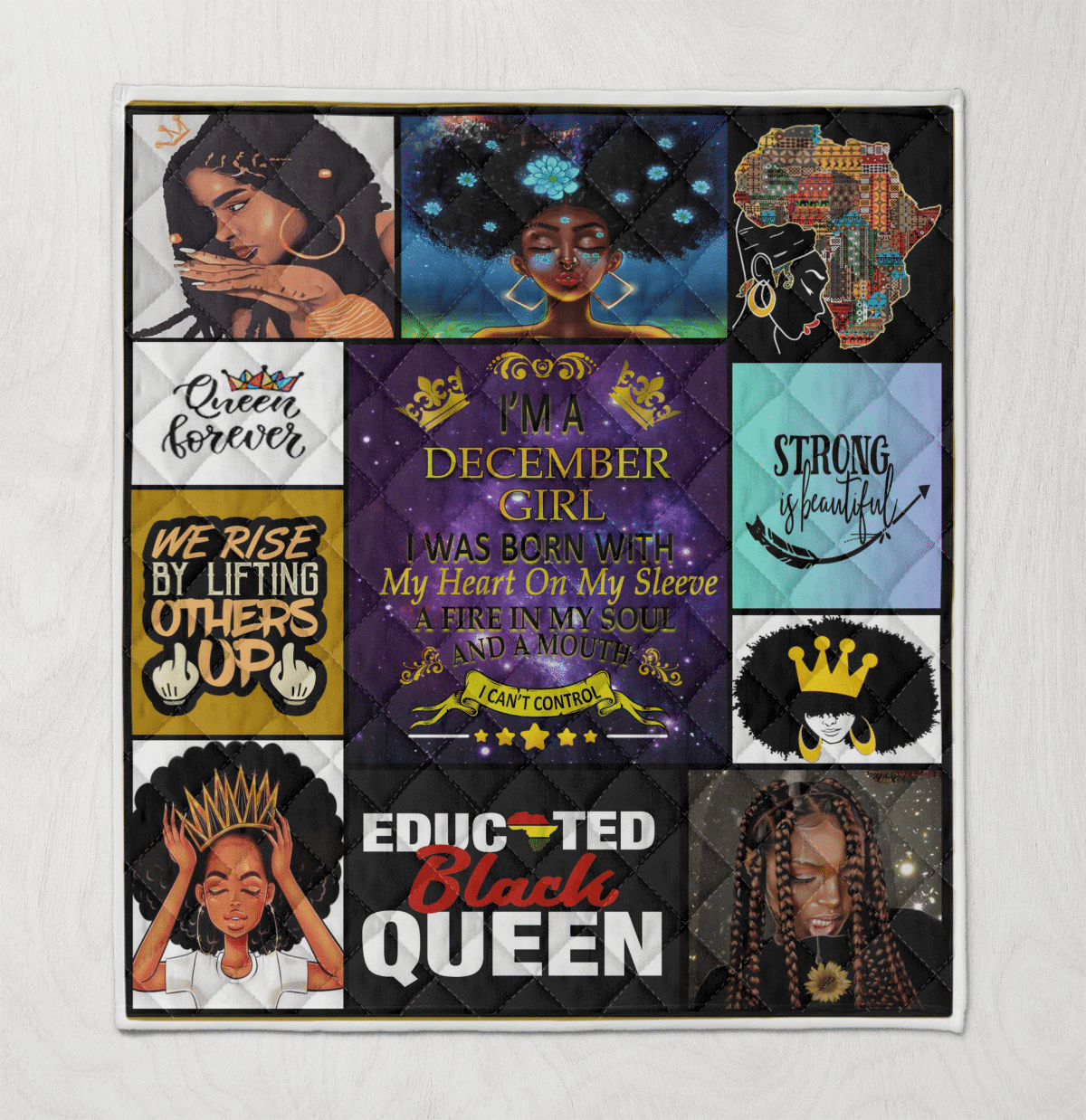 Birthday Quilt For Black Queen Art Quilt For December Girl Quilt For Black Women