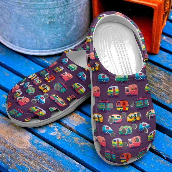 Camping Camper Pattern clog Shoes