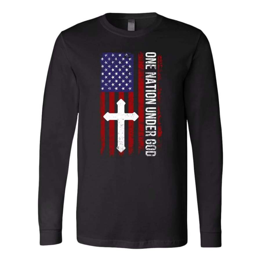 One nation under God American flag long sleeve shirt