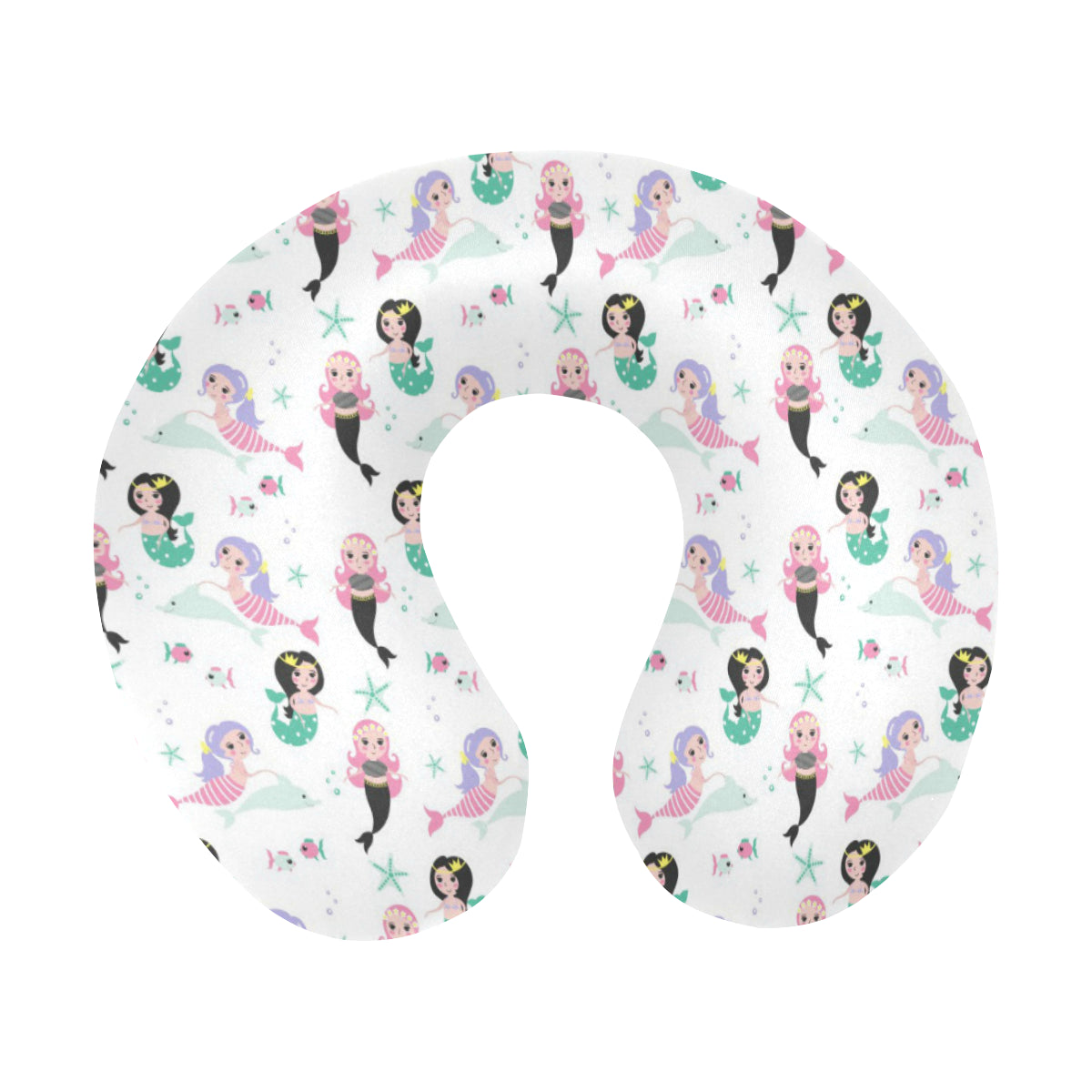 Cute Mermaid Dolphin Fish Starfish Pattern U-Shaped Travel Neck Pillow