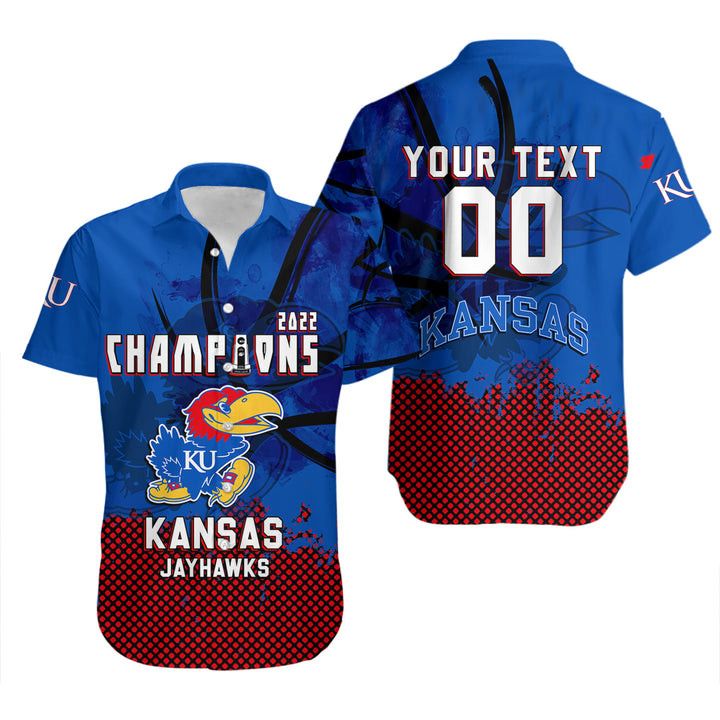 NCCA Kansas Jayhawks Custom Text Number Champions Hawaiian Shirt