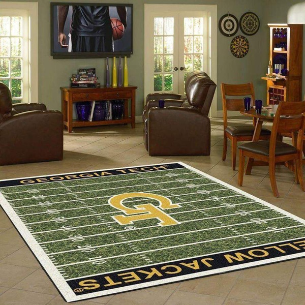 Georgia Tech Yellow Jackets Home Field Area Rug, Football Floor Decor F102179