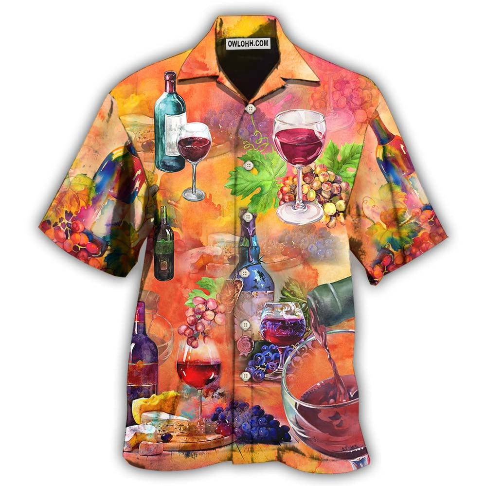 Wine Working From Nine To Wine – Hawaiian Shirt  – Owl Ohh