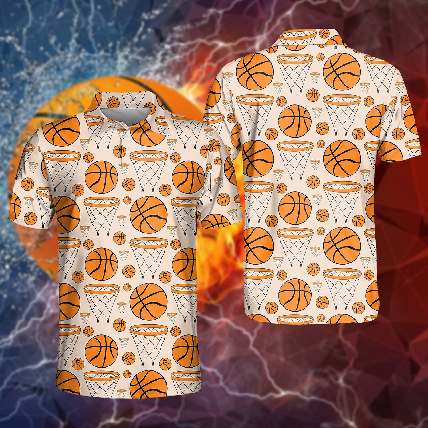 Pattern Basketball Polo Shirt