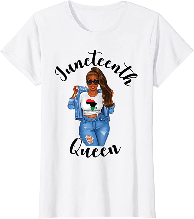 Womens African American Juneteenth Queen Africa Flag BLM Female T-Shirt