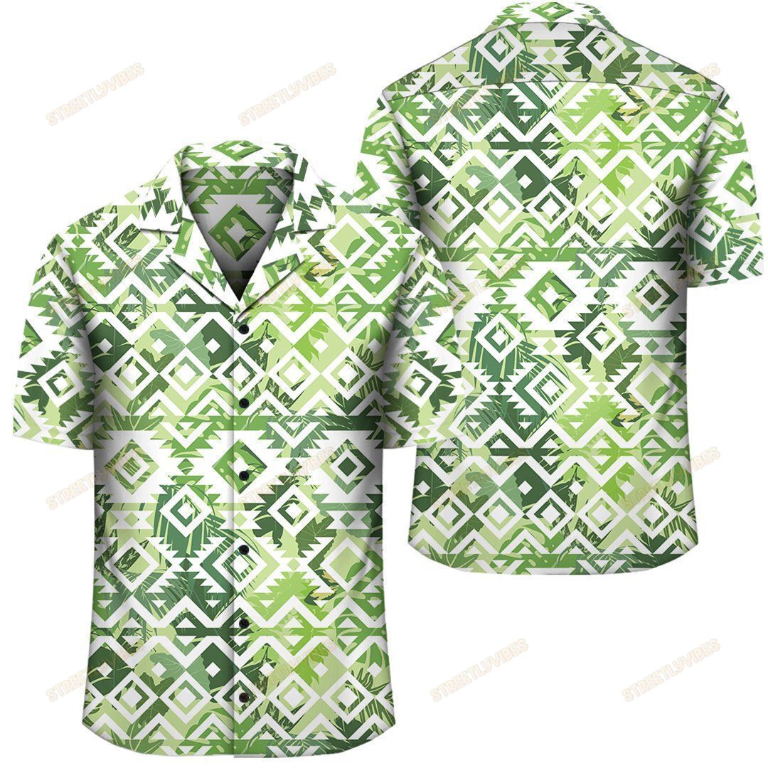 Hawaiian White Seamless Ethnic Pattern Monstera Leaf Shirt Ah Ha73900