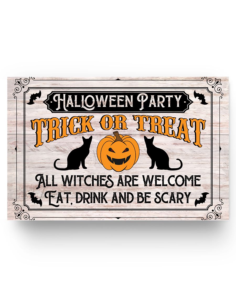 Trick Or Treat Halloween Party Pumpkin Poster For Witches