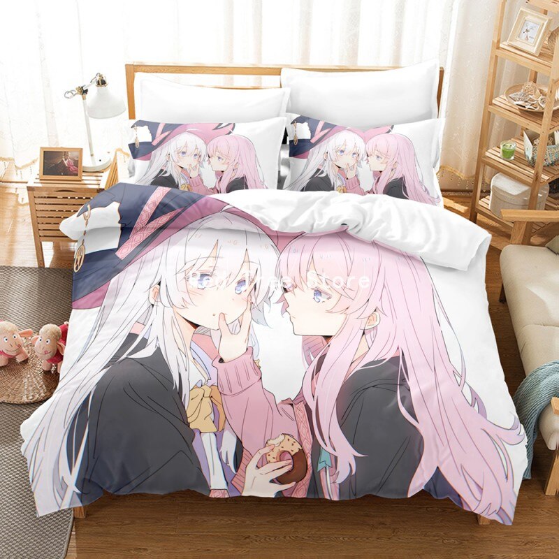 The Journey Of Elaina Japan Anime Bedding Set Lovely Cartoon Duvet Cover With Pillowcase For Kids Girl Bedroom Home Decor