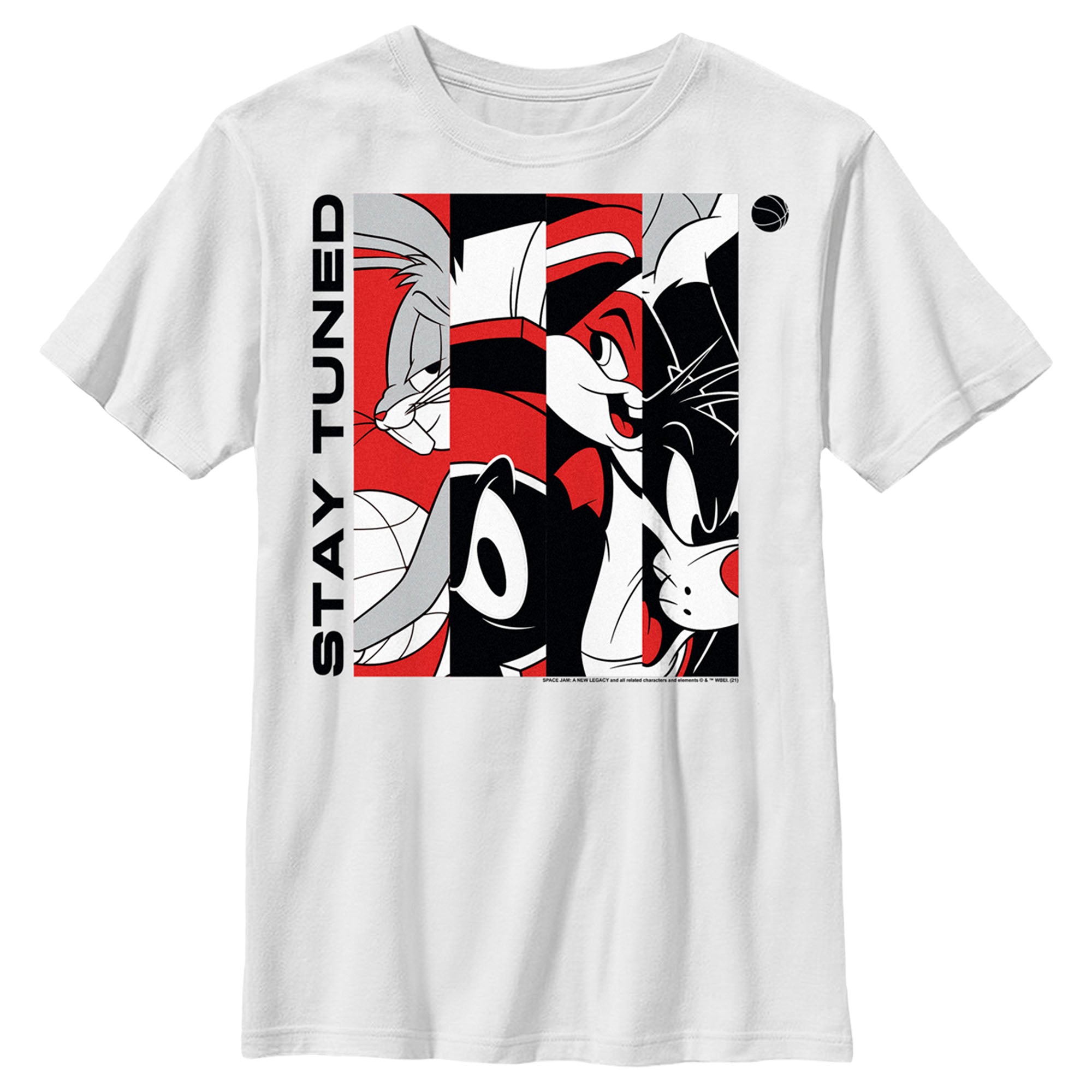 Space Jam: A New Legacy Boy’S Stay Tuned Panels Red And Black  T-Shirt