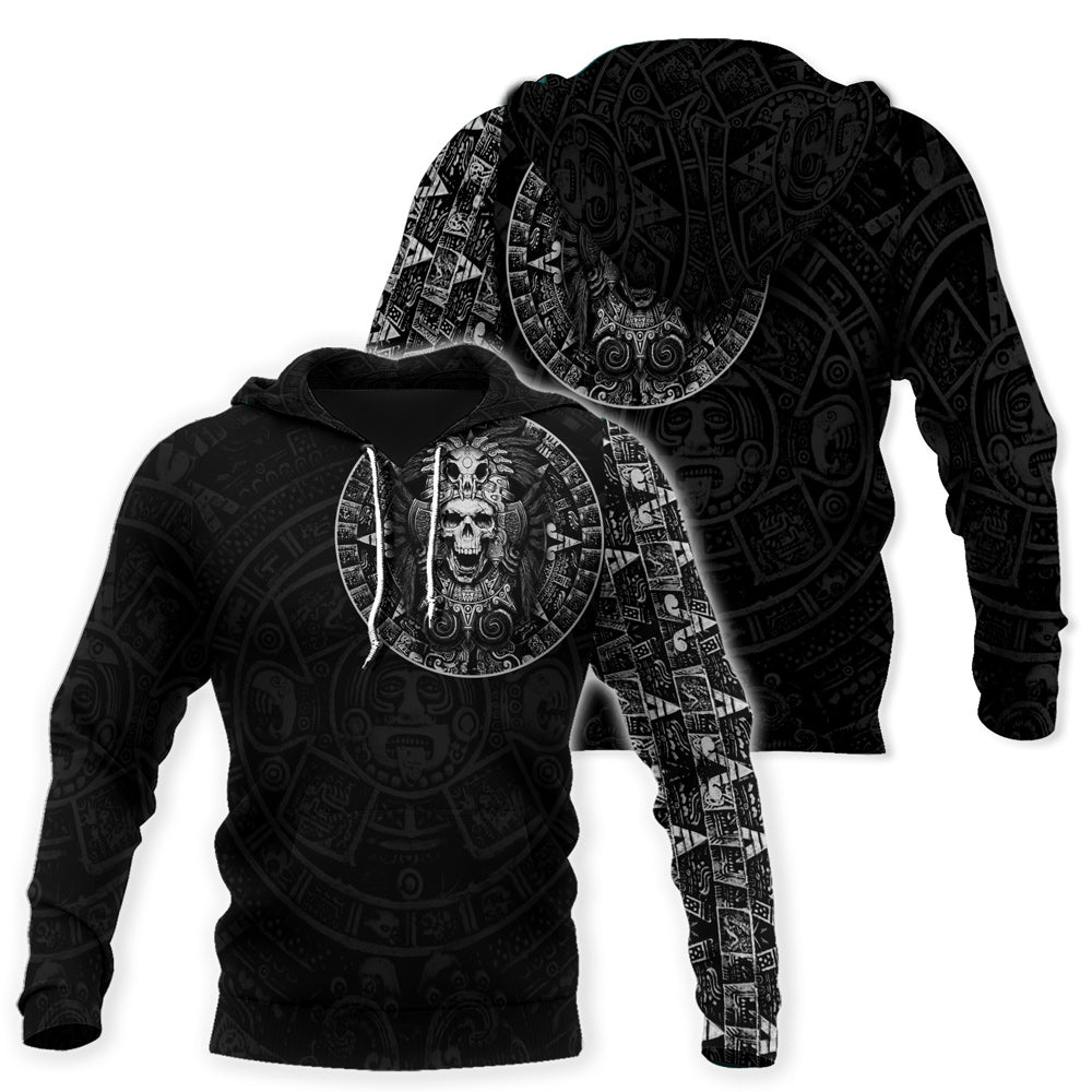 ViticStore™ Mexico Ancient Aztec Skull Black Shade 3D- All over printed 3XL Hoodie gift for Mexican