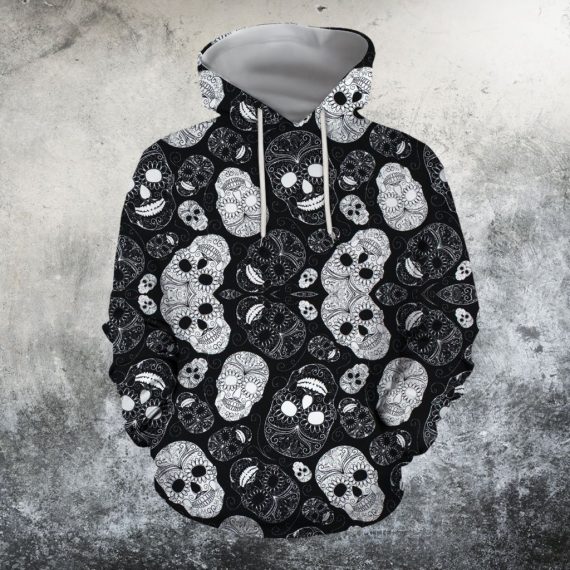 Unisex Hoodie All Over Print Skull Gifts Candy Skull Us Unisex Size Hoodie