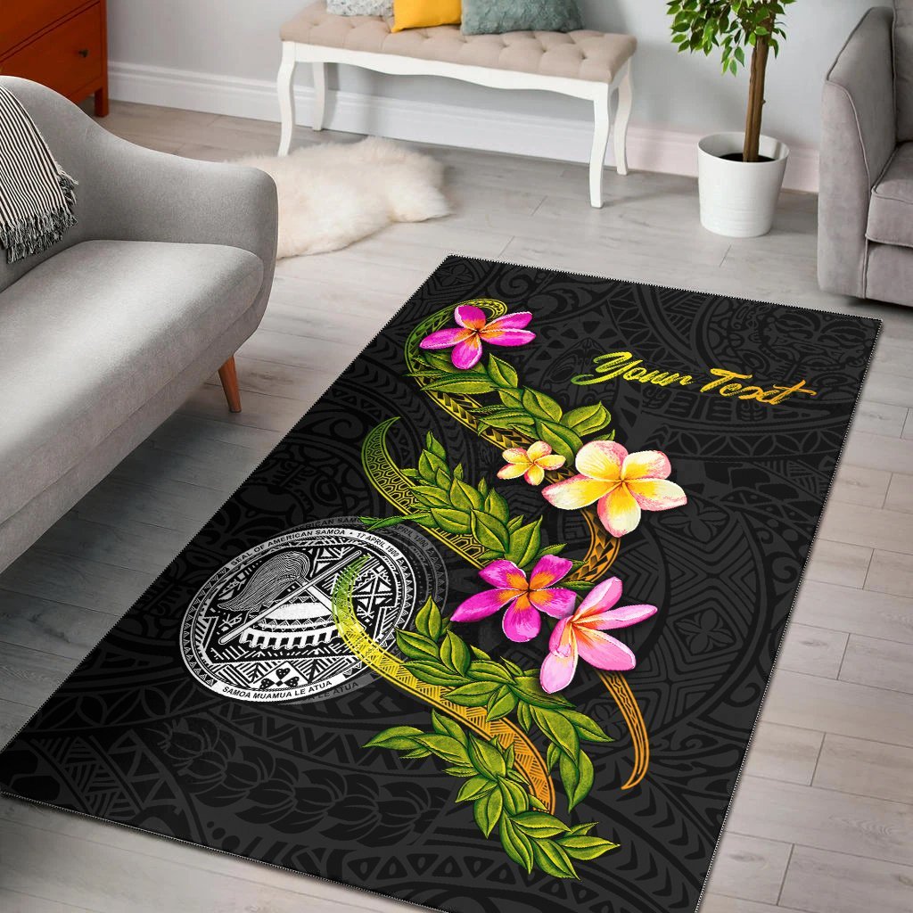 American Samoa Polynesian Custom Personalised Area Rug – Plumeria Tribal – BN12