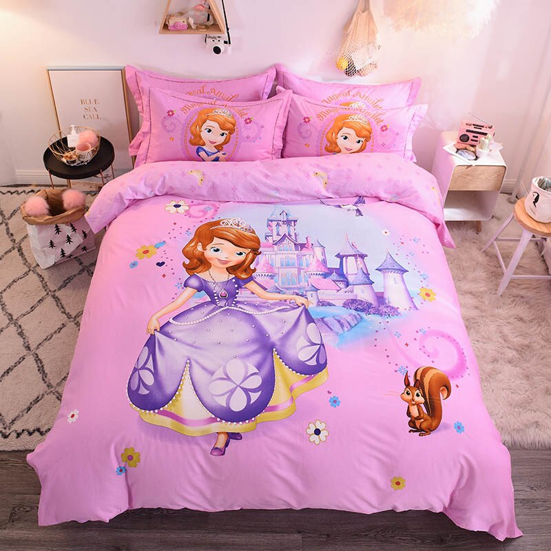 3D Printed Cotton Sanding Bedding Set Frozen Elsa Anna Princess Single Bed Duvet Cover Pillowcases For 1.5M Bed