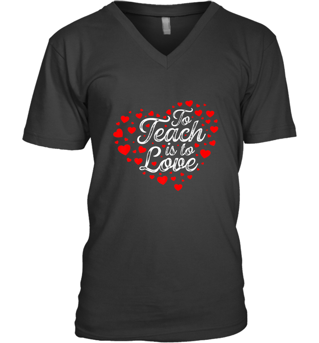 Teach Is To Love Valentine’s Day School classroom Art Heart Men’s V-Neck