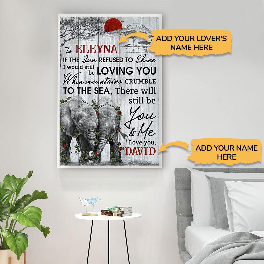 Personalized Canvas, Custom Canvas Prints – There Will Still Be You And Me Elephant Custom Name Poster Print, Canvas Poster Wall Art, Canvas Print Wall Decor