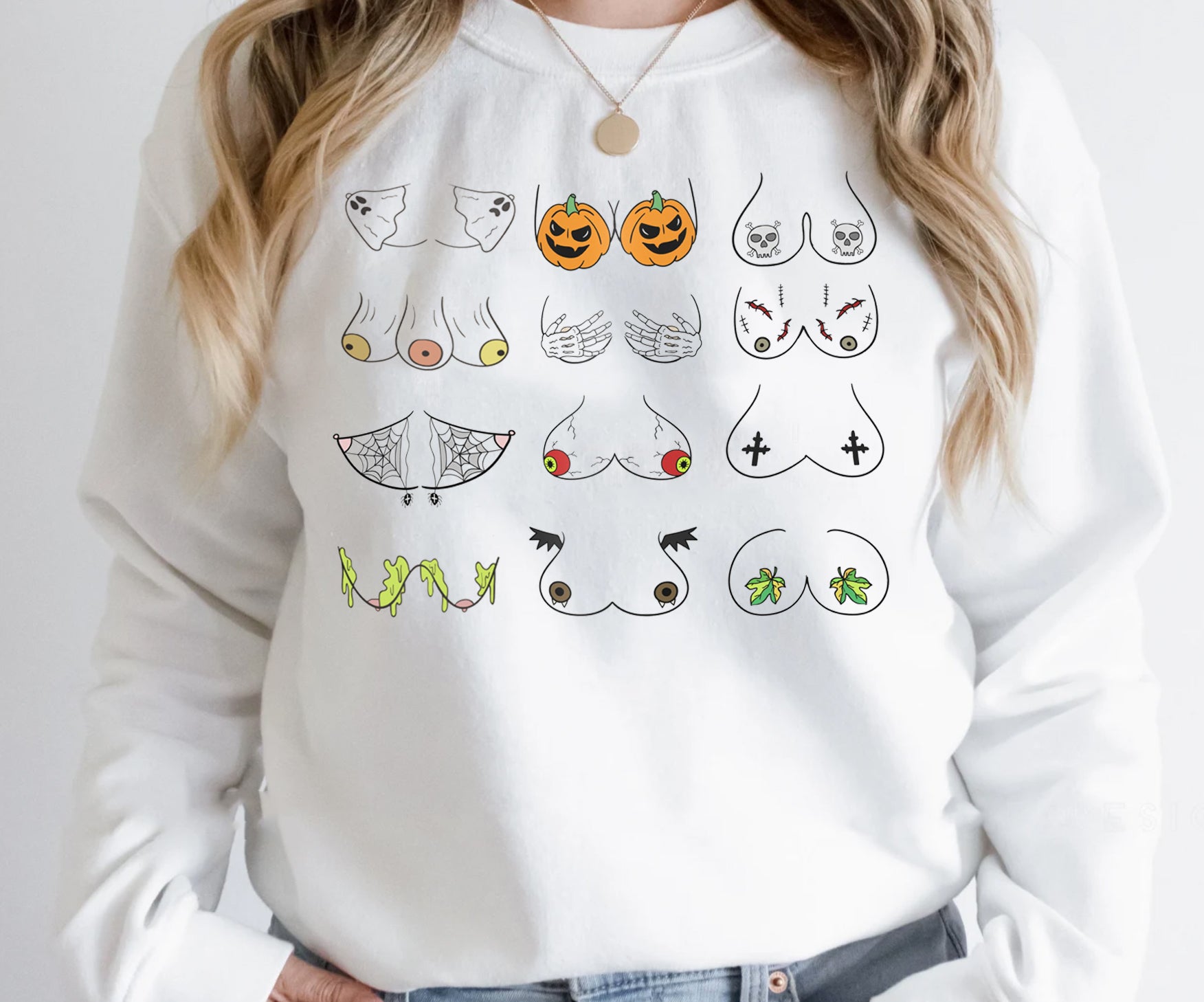 Halloween Gift Sweatshirt, Boob Sweatshirt, Pumpkin Sweatshirt, Spooky Sweatshirt, Halloween Bachelorette
