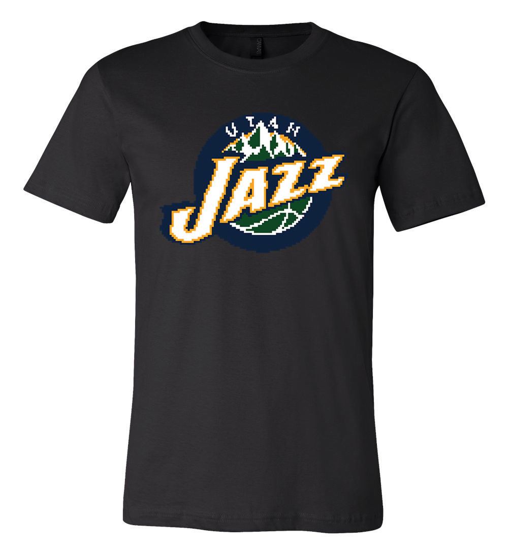 Utah Jazz 8 Bit Retro Tecmo Logo T Shirt