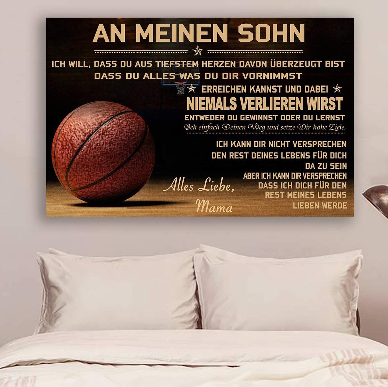 Poster for Room Aesthetic -Command Strips Wall Decor – Cv761 Qh Basketball Poster – Mom to Son – Never Lose German Version