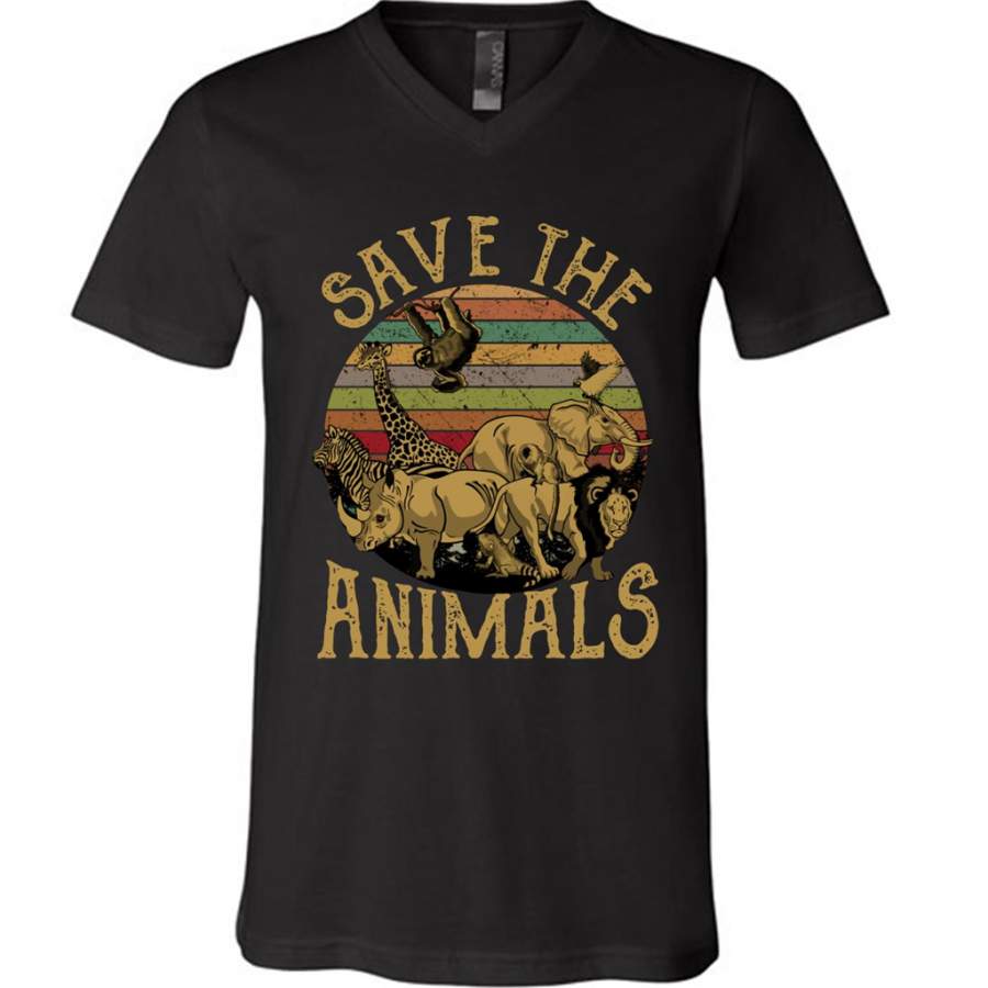 Save The Animals – Canvas Unisex V-Neck Shirt